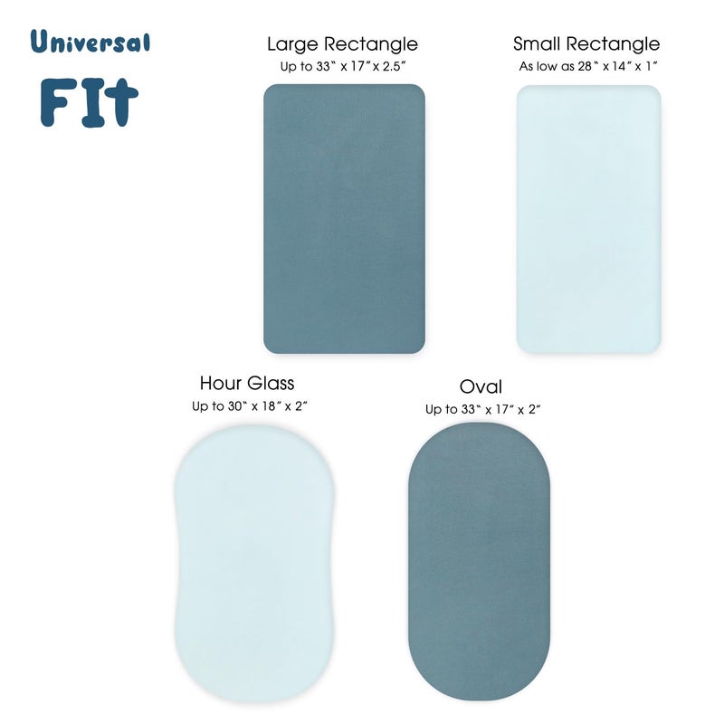 GRSSDER Stretchy Ultra Soft Fitted Bassinet Sheet 3 Pack, Universal Fit for Bassinets Baby Cradle Moses Basket Oval Rectangle Mattress Safe and Snug, Jersey Bassinet Sheets for Girls, White/Blue - Image 5